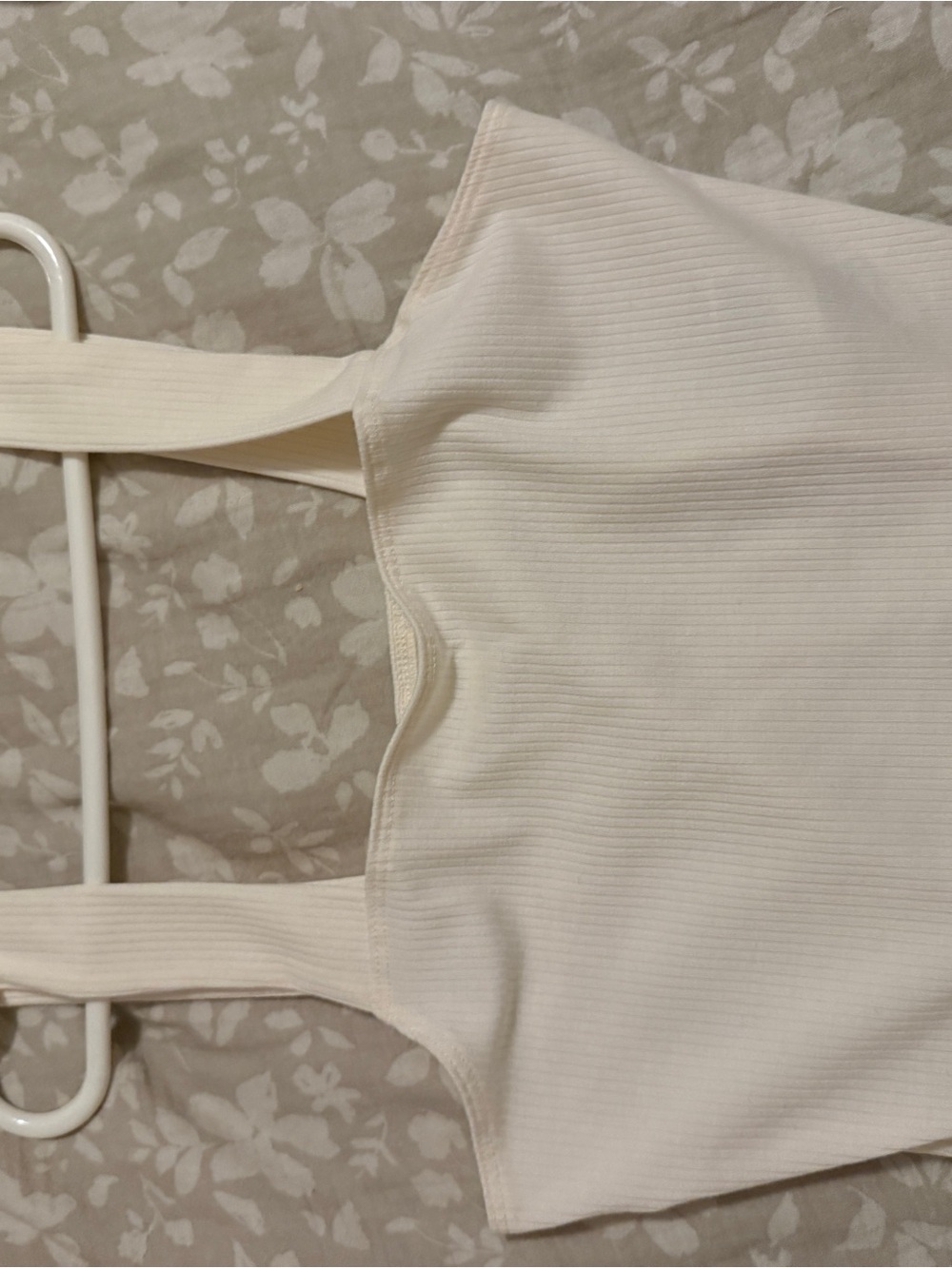 American Eagle Outfitters Ribbed Ivory Tank Bralette